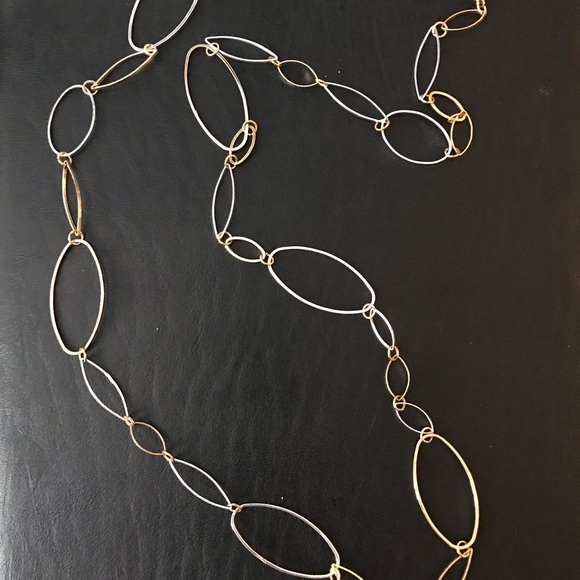 GOLD AND SILVER TONE OVAL LINK NECKLACE SET - Picture 4 of 4